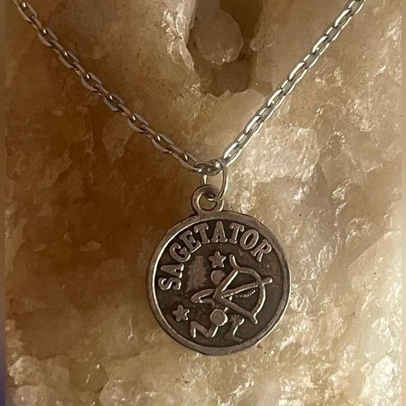 New Silver Stamped Sagittarius Zodiac Astrology Sign Pendant 24" Chain Necklace - Picture 4 of 6